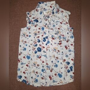 Shyanne Girls Blue Pearl Snap Blue Floral Country Western Cowgirl Shirt Top 3T